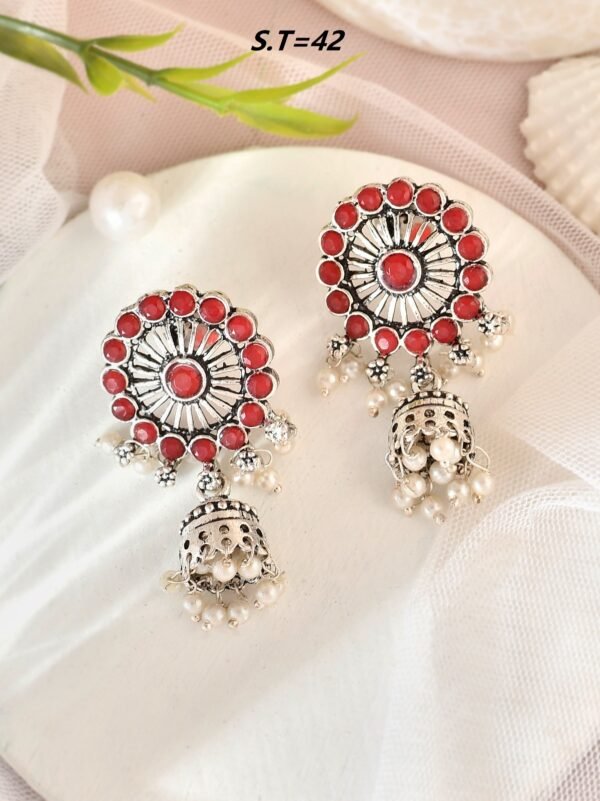 Combo Set – 2 Traditional Jhumkas & 1 Stylish Earring | Ethnic + Western Mix | Premium Finish - Image 2