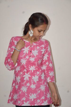 Neck Charm Pink Kurti