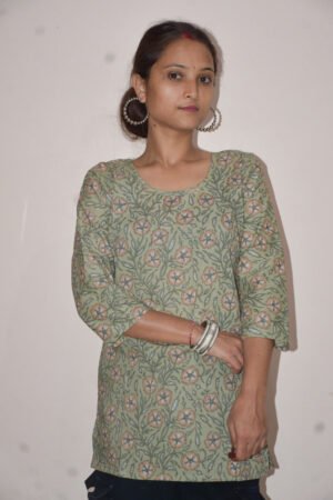 Elegant Light Green  Cotton Kurti