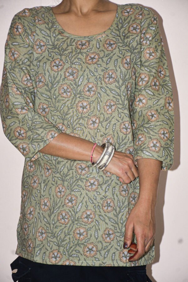 Elegant Light Green  Cotton Kurti - Image 4