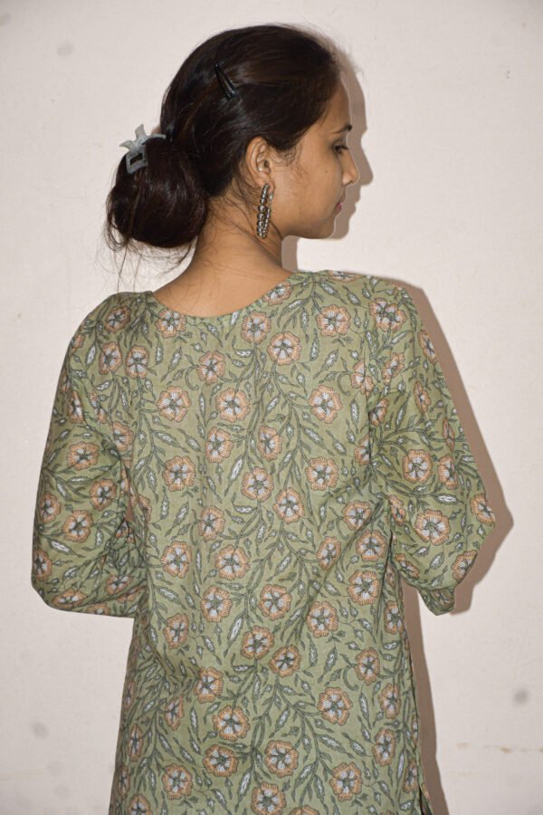 Elegant Light Green  Cotton Kurti - Image 2