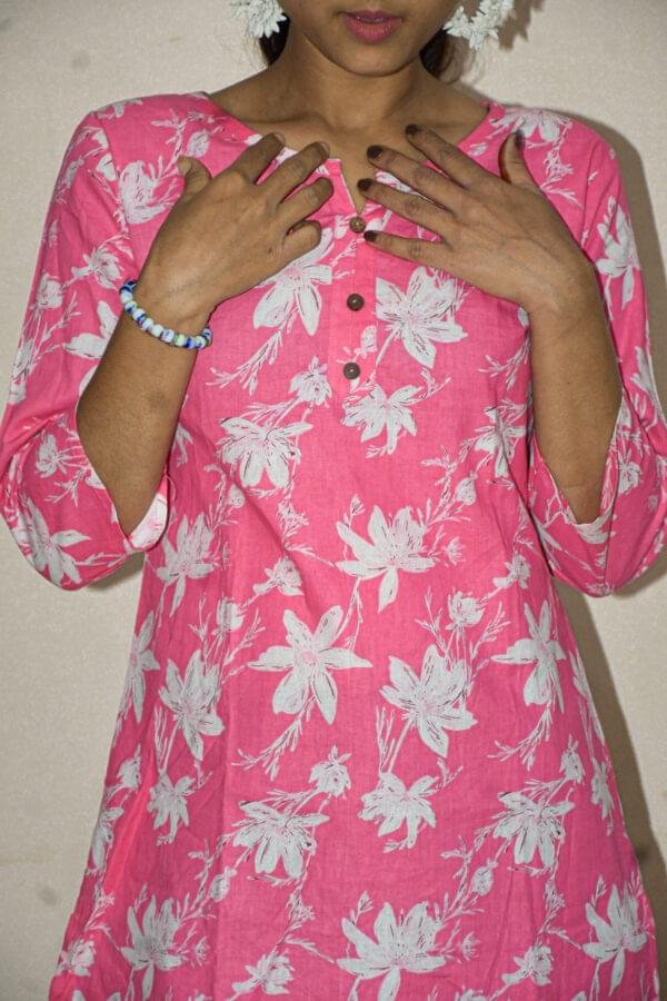 Neck Charm Pink Kurti - Image 2